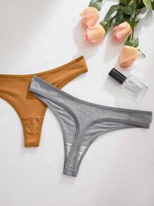 16 条装女士舒适低腰丁字裤，简约设计 - 彩色 - 查看 5