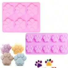 3pcs Dog Paw Silicone Mold Set, Non-Stick Silicone Baking Molds For Cookies, Chocolate, Candy, Jelly, Ice Cubes, Dog Treats