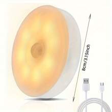 Luz nocturna inalámbrica LED, 8 bombillas de unicolor regulable, lámpara de lectura recargable USB, sensor de movimiento inteligente de 120°, desmontable magnético, luz de noche para dormitorio, apto para dormitorio, armario, mesita de noche, entrada, pasillo, balcón, iluminación de lectura (Luz cálida/Luz blanca)