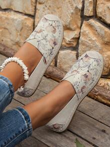 女士几何趾环穆勒鞋，波西米亚风圆头防滑亚麻木底凉鞋，休闲拖鞋