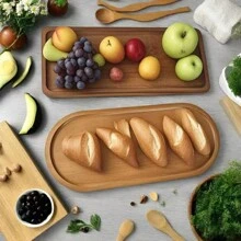 1 件/2 件加大号红木装饰托盘，矩形长茶盘，早餐拼盘，甜点架，适用于水果、面包、寿司、汉堡、咖啡、茶，适用于厨房储存、柜台托盘、节日派对、婚礼、食物服务