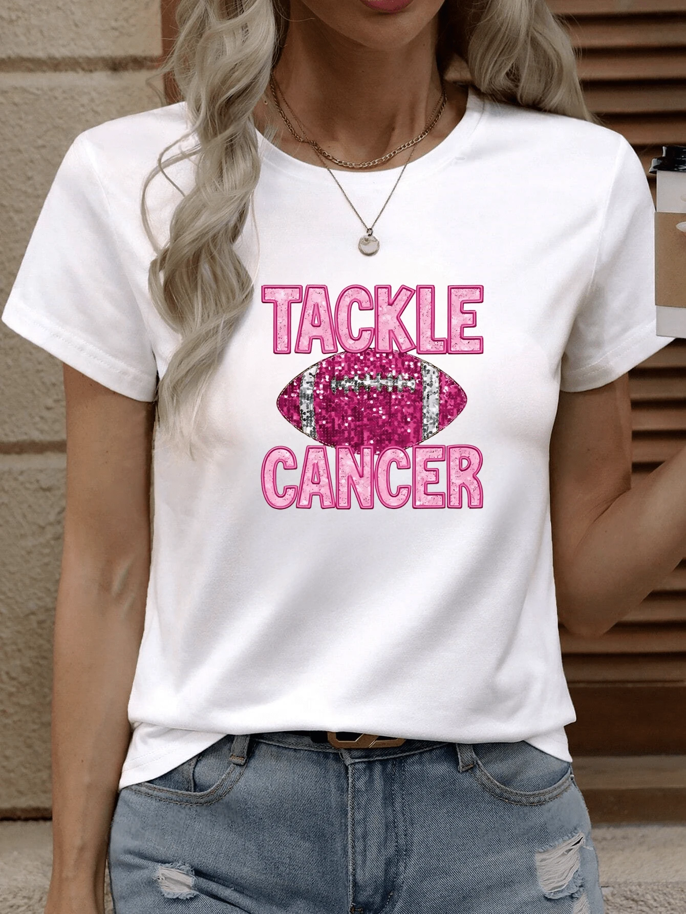 Payeah  Tackle Cancer Rugby  Print Street Short-Sleeved Cotton T-Shirt, For Daily Wear