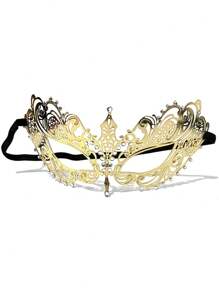 Christmas Costume Ball Mask, Golden Spirit Half Face Decoration Props, Carnival Party Role-Playing Costumes