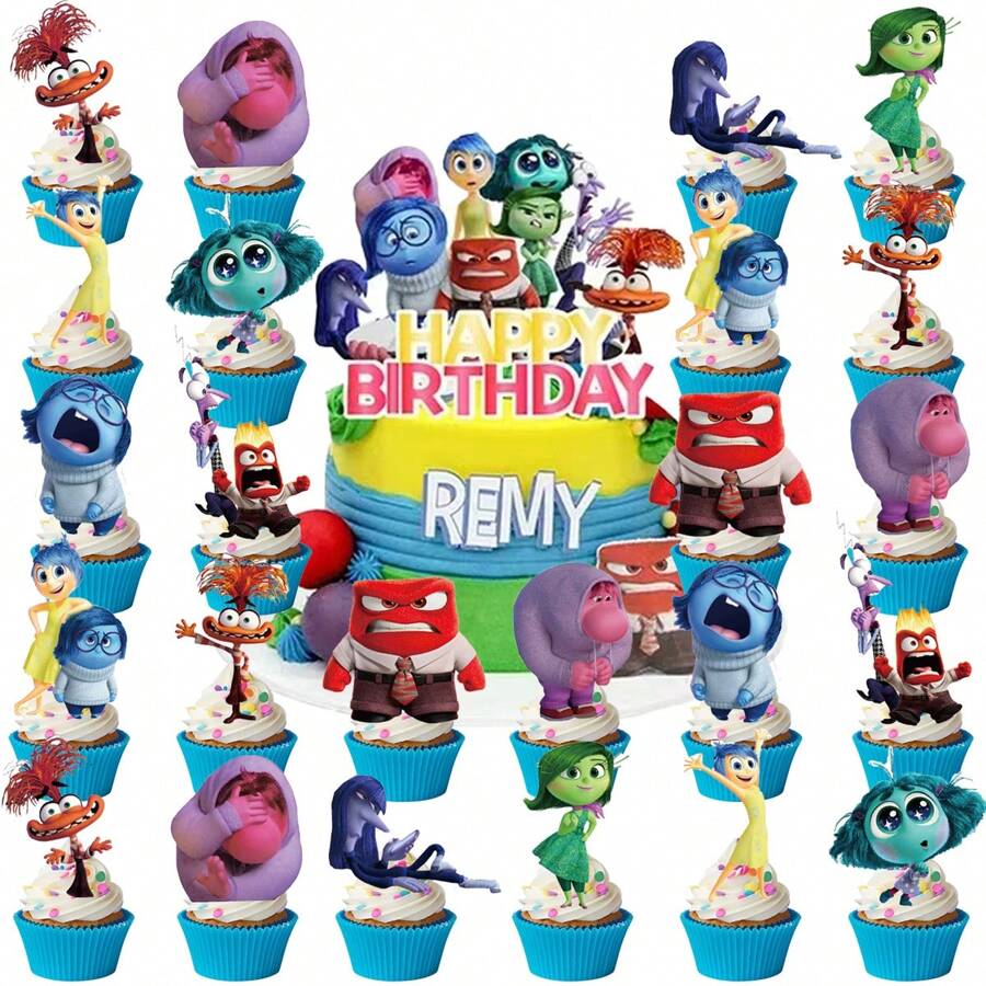 Disney 25pcs Disney Inside Out Cake Topper,Cupcake Toppers, Inside Out ...