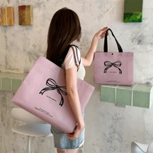 50 chiếc túi vải không dệt đựng quà, túi quà tặng tiệc ngày lễ tình nhân, túi quà hình nơ màu hồng, túi xách nhẹ, di động có họa tiết nơ, dung tích lớn, năm mới, đám cưới, túi mua sắm, túi quà sinh nhật, túi quà tặng tiệc - Hồng - Xem 6