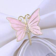 1pc Alloy Enamel Gorgeous Butterfly Napkin Ring, Tabletop Decor Napkin Holder For Dining Table, Holiday, Party, Hotel, Restaurant, Wedding, Gold Color