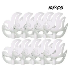 10 piezas Máscaras de gato DIY pintadas de blanco, máscaras en blanco de media cara para disfraz de animales, disfraces de Halloween, herramientas de maquillaje. [Uso versátil]: Las máscaras de gato son adecuadas para todas las personas y son un accesorio multifuncional para diversas ocasiones.