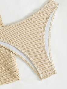 Three Pieces Fashion Separate Sexy Special Fabric Beach Hot-Selling Bikini Set Plus Hot-Selling Sun Protection Pants - Apricot - View 4