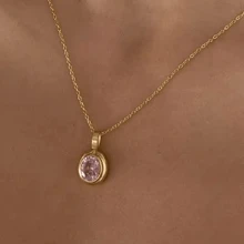 VKHK 1 pieza Collar con colgante decorado con circonita, chapado en oro de 18K, de acero inoxidable con acabado vintage, apto para uso diario y bodas, regalo para mujer