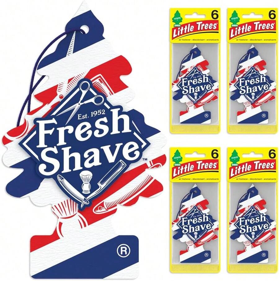 LITTLE TREES Air Fresheners Car Air Freshener. Hanging Tree Provides Long Lasting Scent For Auto Or Home. Fresh Shave, Pack Of 6 - Nhiều màu - Xem 1