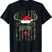 Whitetail Buck Bow Hunter Camo Funny Deer Hunting Christmas T-Shirt