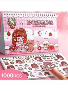 1pc粉色卡通小女孩贴纸可爱柔软萌女孩DIY文具装饰笔记本涂鸦贴
