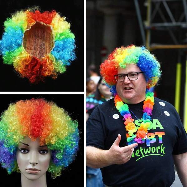 1pc Fluffy Party Wig, Explosion Head Wig, Unisex Clown Head Cap Costume, Suitable For Party Play, Masquerade Ball, Football Fan Costume, Funny