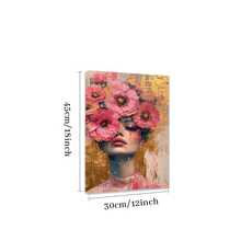 1pc Framed Canvas Poster, Woman With A Wreath Of Large, Pink Flowers Wall Art Canvas Paintings, Ideal Gift For Bedroom Living Room Corridor, Wall Art, Room Decoration - Multicolor - View 8