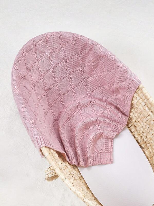 1pc Solid Color Baby Knit Blanket, Rhombus Pattern, Stroller Cover, Soft & Minimalist, Suitable For All Seasons