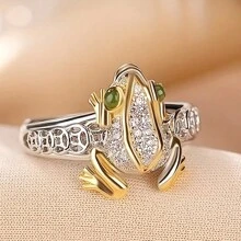 Anillo de diseño único con sapo de la suerte de moneda de cobre vintage estilo feng shui, anillo de compromiso de pareja de moda para fiestas, San Valentín, regalo de Año Nuevo