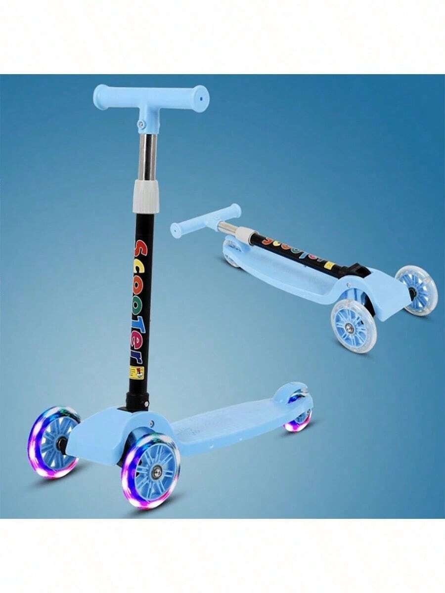 Christmas Decorations Kids Scooters, 3 Wheels LED Light Up Scooter For Boys And Girls Ages 3-12, Devil Scooter For Kids, Height Adjustable - 藍色 - 查看 1