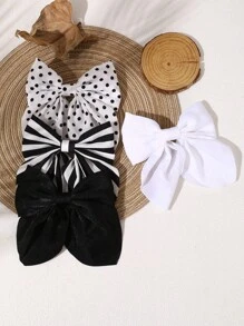 4 pièces Pinces à cheveux mode pour femmes/filles, imprimé vache noir et blanc, rayé, marguerite, pois et nœud, convient pour le port quotidien, cadeau idéal pour les meilleures amies, célébration du Ramadan