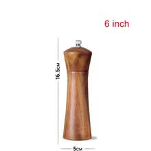 FLYMUYU Molinillo de sal y pimienta Molinillo de pimienta de especias de madera de acacia con molinillo de cerámica fuerte ajustable Herramientas de cocina YSDJ - Base de madera 1 pieza - Ver 10