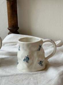 French Handmade Ceramic Coffee Cup, Retro Rose Design Mug, High-Quality Coffee Cup For Afternoon Tea, Milk, Water, Unique Gift Back To School