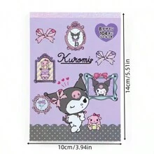 1 pièce Livre de mémos avec stickers Kuromi de Sanrio, livre de messages étudiant créatif et mignon, cahier de mémos décoratif pour la maison, 104 mémos par livre, cadeau pour la Saint-Valentin, anniversaire, remise de diplôme, stickers personnalisés