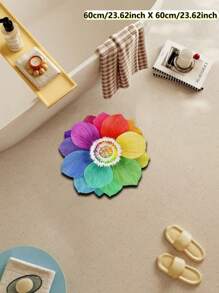 1pc New Pink Rose Floral Pattern Area Rug, 3D Visual Illusion Effect, Machine Washable And Dirt-Resistant; Living Room, Bedroom, Entryway, Kitchen, Bathroom, Gaming Room, Study Room Decor, Small Rug, Farmhouse, Outdoor, Accent Rug, Art Carpet