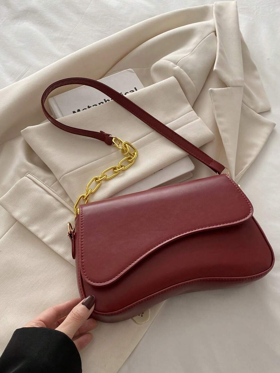 Bolso bandolera mínimo de un solo color con solapa, bolso bandolera clásico con textura para mujeres