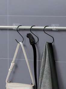 6PCS Curtain Rod Hooks Brackets, No Drill Adhesive Mounting For Hotel And Home Use, Easy Install Curtain Hanger Clips