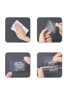 6PCS Curtain Rod Hooks Brackets, No Drill Adhesive Mounting For Hotel And Home Use, Easy Install Curtain Hanger Clips