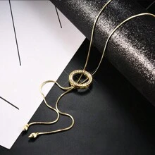 1st Modieuze Geometrische Ronde Lange Trui Ketting met Strass