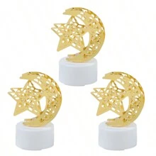 1/2/3pcs Creative Metal Star Moon Accessories Decoration Electronic Candle Light, Indoor Decorative Starry Moon Night Light,Indoor Birthday, Party, Festival, Wedding Decoration Candle Light Including Battery, Flameless Candle Lights - ánh sáng ấm áp - Xem 23
