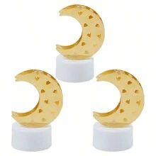 1/2/3pcs Creative Metal Star Moon Accessories Decoration Electronic Candle Light, Indoor Decorative Starry Moon Night Light,Indoor Birthday, Party, Festival, Wedding Decoration Candle Light Including Battery, Flameless Candle Lights - ánh sáng ấm áp - Xem 29