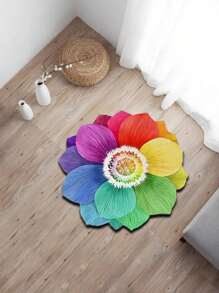 1pc Small Floral Flower-Shaped Carpet - Non-Slip, Dirt-Resistant, Machine Washable Carpet, Perfect For Living Room, Bedroom, Home Decor [Lotus Represents Purity And Love]