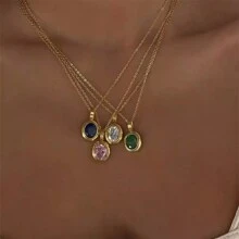 VKHK 1 pieza Collar con colgante decorado con circonita, chapado en oro de 18K, de acero inoxidable con acabado vintage, apto para uso diario y bodas, regalo para mujer