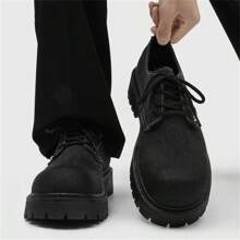 2024 New Autumn/Winter Men's Low-Top Boots, Vintage Work Shoes, Thick Sole, Elevator, Versatile Leather Shoes