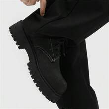 2024 New Autumn/Winter Men's Low-Top Boots, Vintage Work Shoes, Thick Sole, Elevator, Versatile Leather Shoes