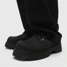 2024 New Autumn/Winter Men's Low-Top Boots, Vintage Work Shoes, Thick Sole, Elevator, Versatile Leather Shoes