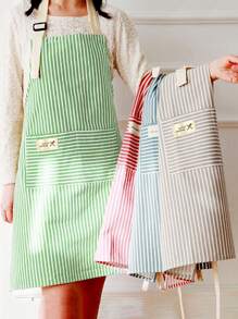 1 pieza Delantal de lino delgado, delantal de limpieza doméstica transpirable, delantal de cocina, restaurante para mujeres, hombres, chef, barbacoa, manualidades, al aire libre, delantal de cocina transpirable y ligero para el verano