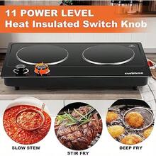 Electric Hob Double Hot Plate For Cooking Electric Ceramic Hot Plate Portable  Cooktop Dual Temperature Control 2400W Countertop Cooktop Heat-Up In Seconds Black - BrightBlack-DoubleHob - View 4