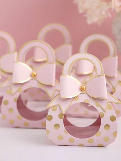 Caixa de doces de casamento com 10 peças de bolinhas douradas, caixa de presente de papel