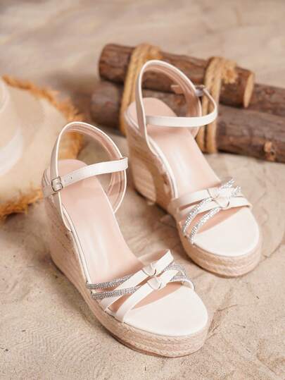 Fashionable Casual & Comfortable Wedge Thick-Sole Linen Rope Sandals For Teenage Girls