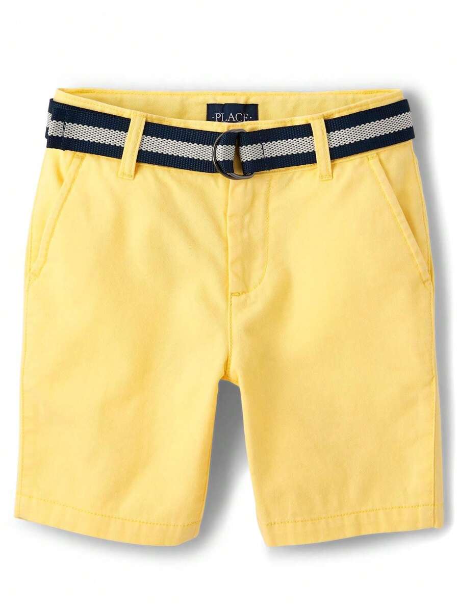 The Children's PLACE Boys Belted Chino Shorts Classic Fit Above The Knee Length Adjustable Waist - 太陽谷 - 查看 1