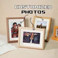1pc Customized Photo, Customized Photo Album Page (Minimalist Frame + Customized Photo), Wooden Frame, Tabletop Display, Creative Wooden Frame, Finished Frame Simple, Rich In Color, Modern, High-Quality Customization, Personalized, Unique Ideal Gift, Suitable For Boyfriend, Girlfriend, Mom, Dad, Family, Friends, Anniversary, Valentine's Day, Mother's Day, Birthday, Children's Day, Father's Day, Graduation, Wedding Gifts - Multicolor - View 1