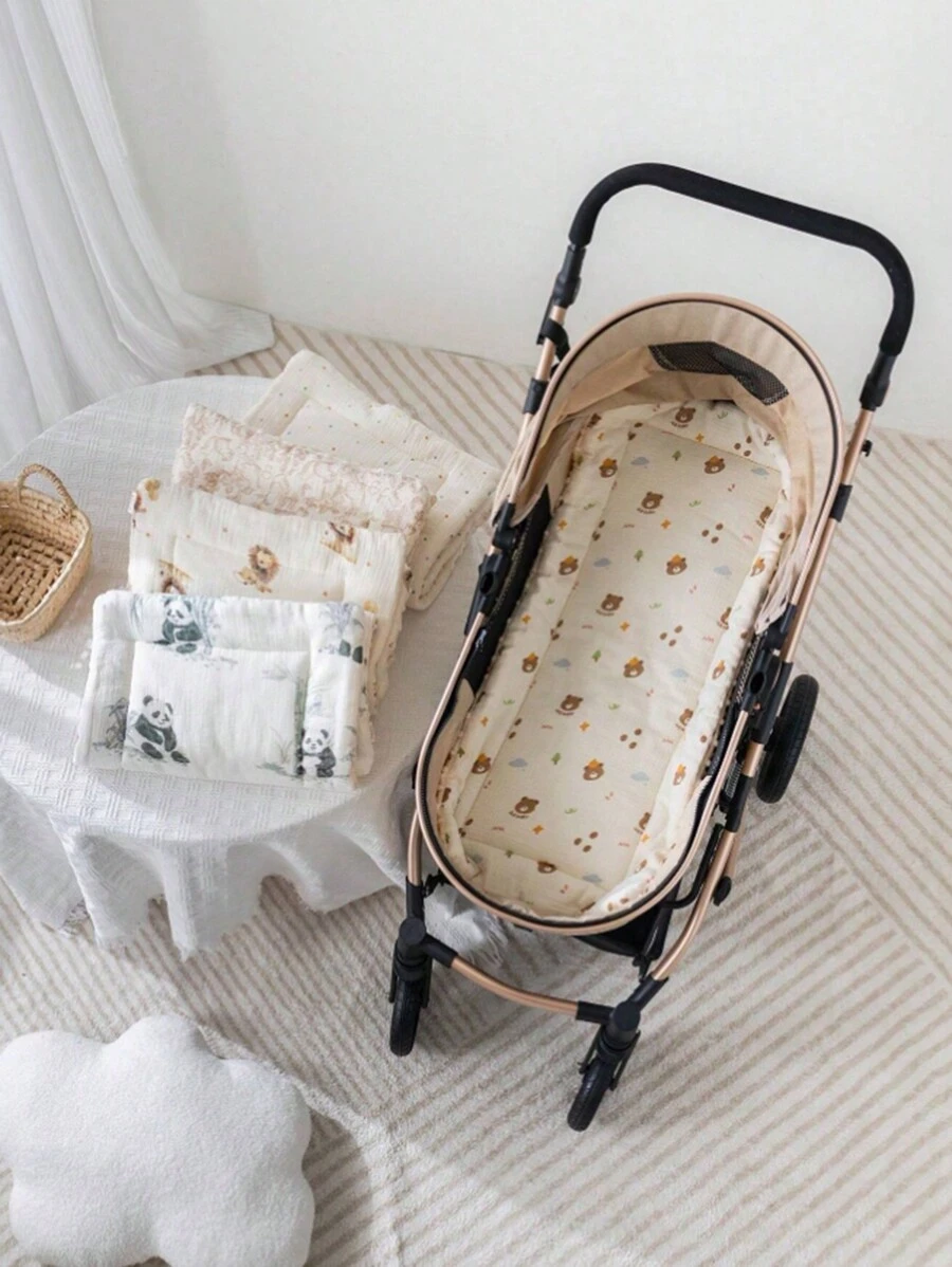 1 件婴儿厚纱布夏尔巴防滑婴儿车垫，婴儿推车靠垫，婴儿推车蓬松保暖睡垫 - 彩色 - 查看 1