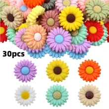 6/12/24/30 Stücke Silikon Perle Gänseblümchen Silikon Blume Silikon Rundperle DIY Handgemachte Schmuckherstellung Zubehör für Armband - Verschiedenfarbig - Übersicht 12