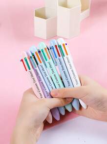 6-Color Customized Personalized Ballpoint Pen, 6-In-1 Multicolor Pen, Cartoon Multicolor Neutral Pen, Simple Portable Multifunctional Writing Pen, Cute Retractable Nurse Pen, Colorful Stationery Pen For Students And Office, Can Customize Your Name And Text, Suitable For Diary, Writing Supplies, Ideal For Mother's Day, Birthday, Teacher's Day, Christmas, Halloween Gifts,Office & School Supplies,Xmas Decoration,Smooth Writing Pen - Six-color Push Ballpoint Pen Type a - View 6