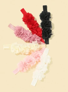 Set de 6 diademas con flores sólidas para bebés, accesorios decorativos para el cabello de princesa dulce - Multicolor - Ver 3