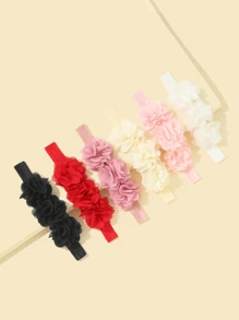 Set de 6 diademas con flores sólidas para bebés, accesorios decorativos para el cabello de princesa dulce - Multicolor - Ver 5