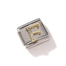 1pc Stainless Steel Rhinestone Inlaid Gold 26 Alphabet Modular Disassembled Bracelet, DIY Jewelry Accessory