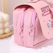 Sanrio Sanrio Hello Kitty & Kuromi & Pochacco Pencil Case,Pink Heart Zipper,Large Capacity Pencil Case, Waterproof Double Pen Case,Cartoon Stationery Bag,Multi-Functional Stationery Box - Cartoon Anime Design, Pencil Case, Storage Container